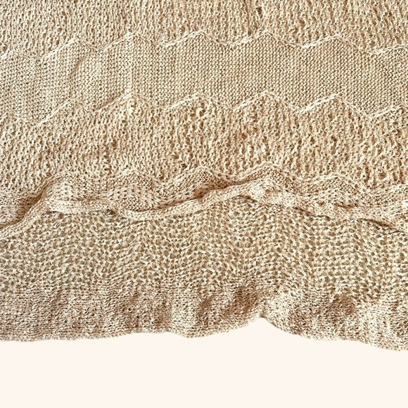 Bebe Wave Stitch Boho Knit Tan Boxy Oversized Layering Sweater Size S NWT - Picture 5 of 9